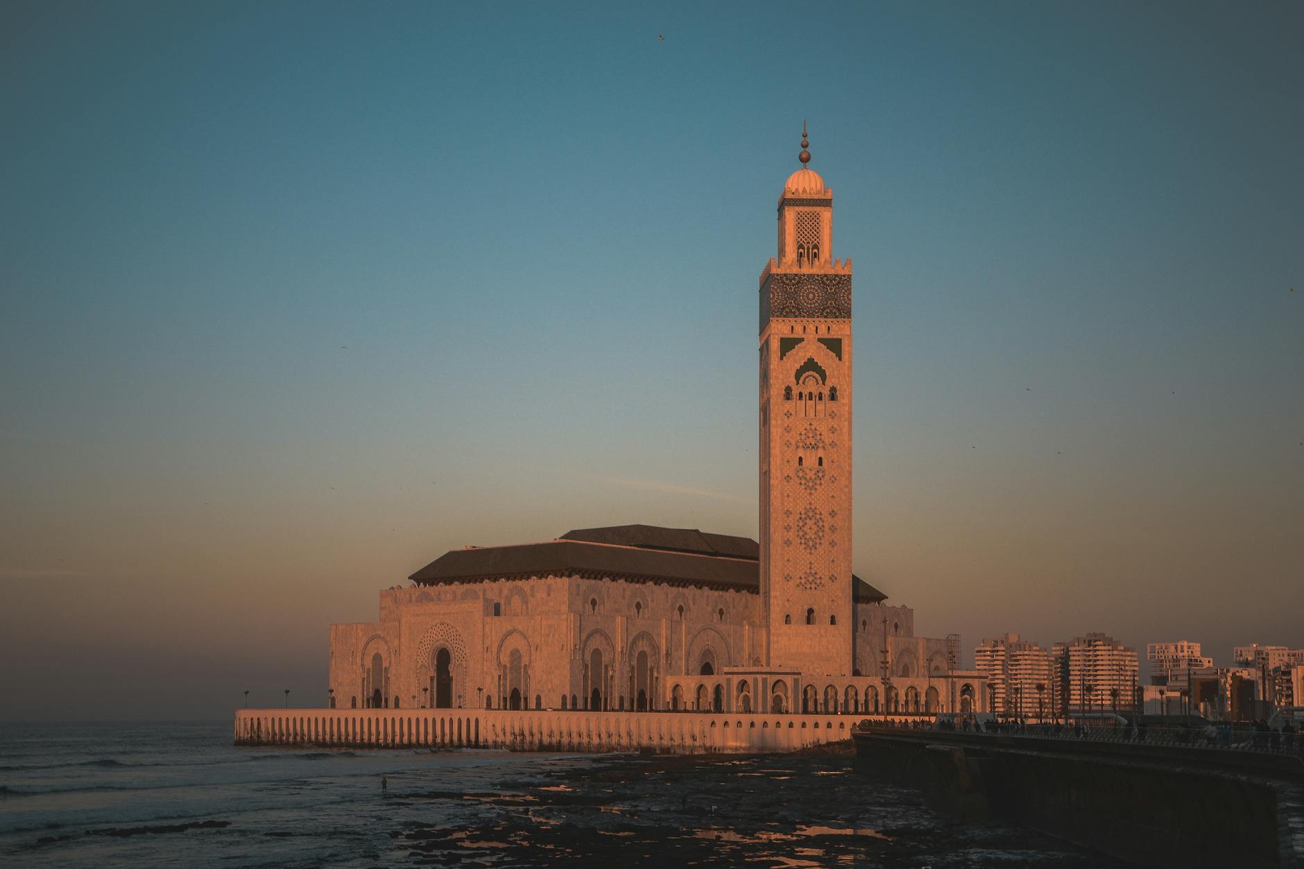 architectural photography of hassan ii mosque